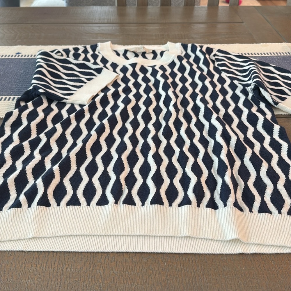 Navy and White Patterned Sweater